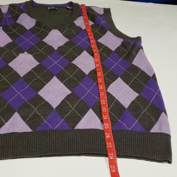 AUR Mens Sleeveless Argyle Sweater Vest Size Large Wool Blend Golf Outdoors
